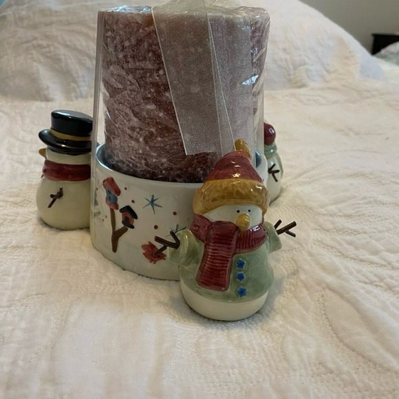 Christmas candle holder with snowman, including candle - Picture 1 of 13